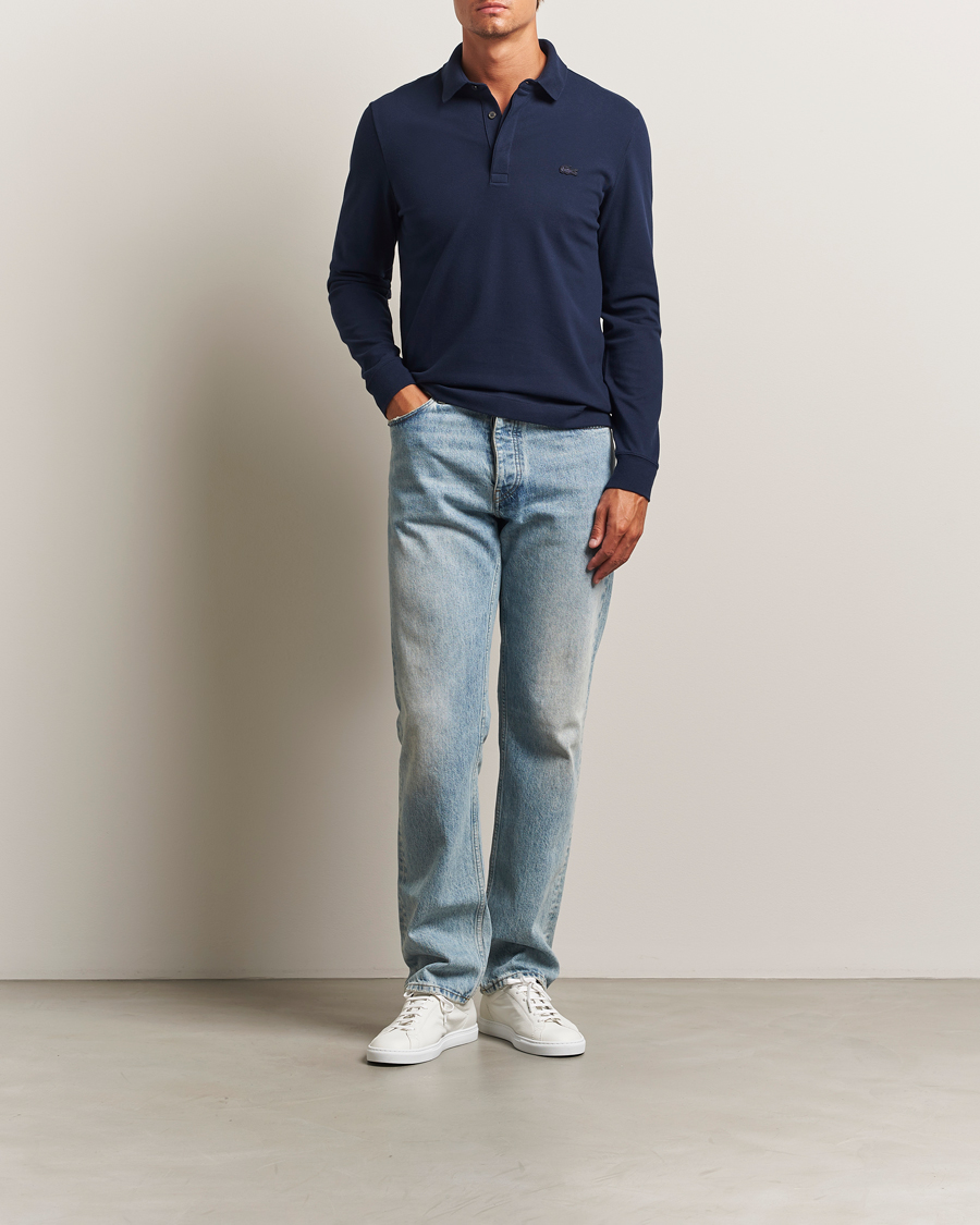 Lacoste Paris Long Sleeve Polo Piké Navy Blue