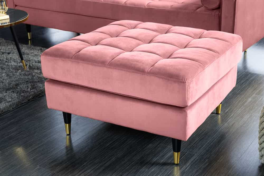 Design Hocker COZY VELVET 80cm altrosa gold Samt Metallfüße