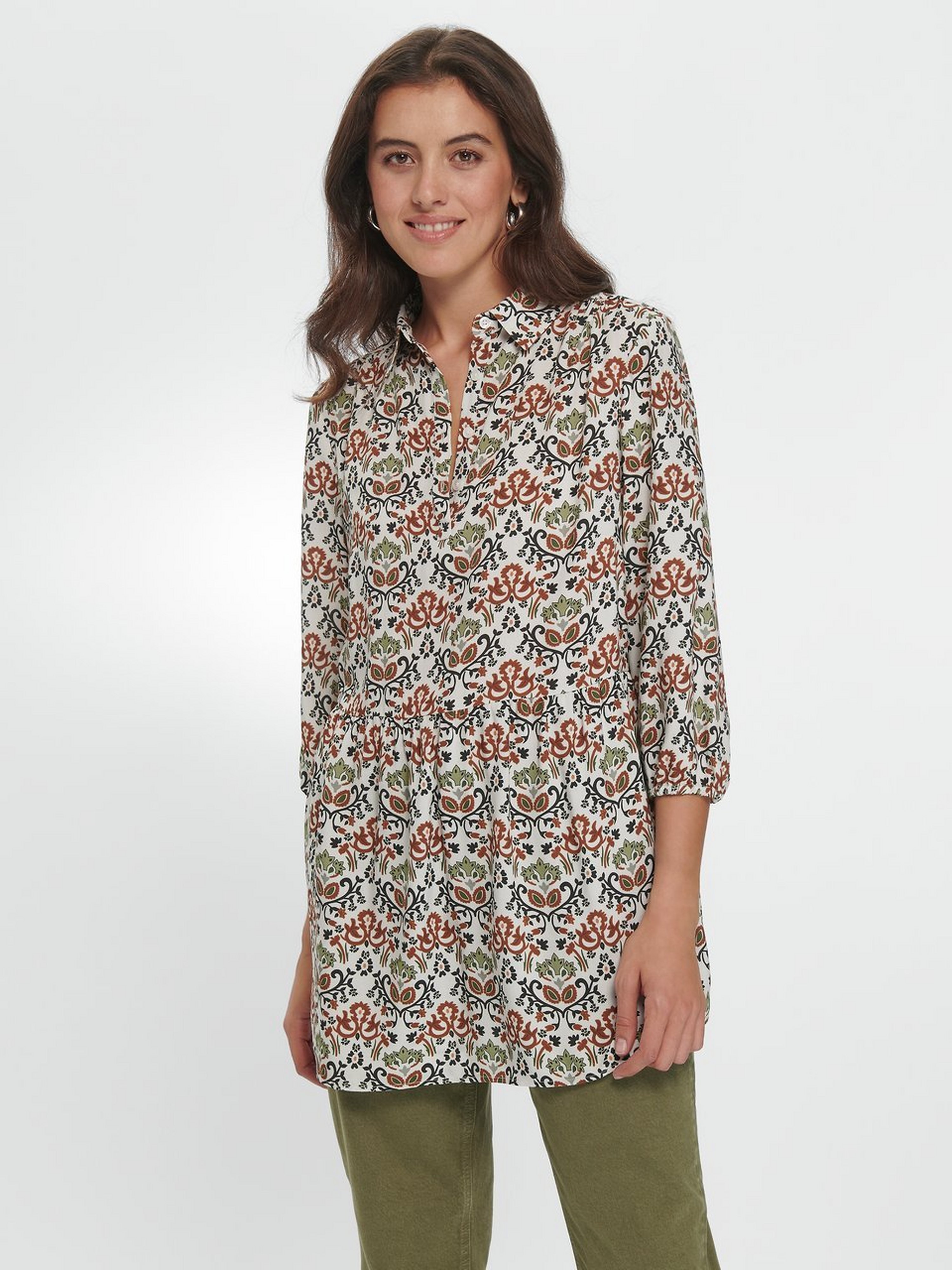 Long-Bluse mit 3/4-Arm