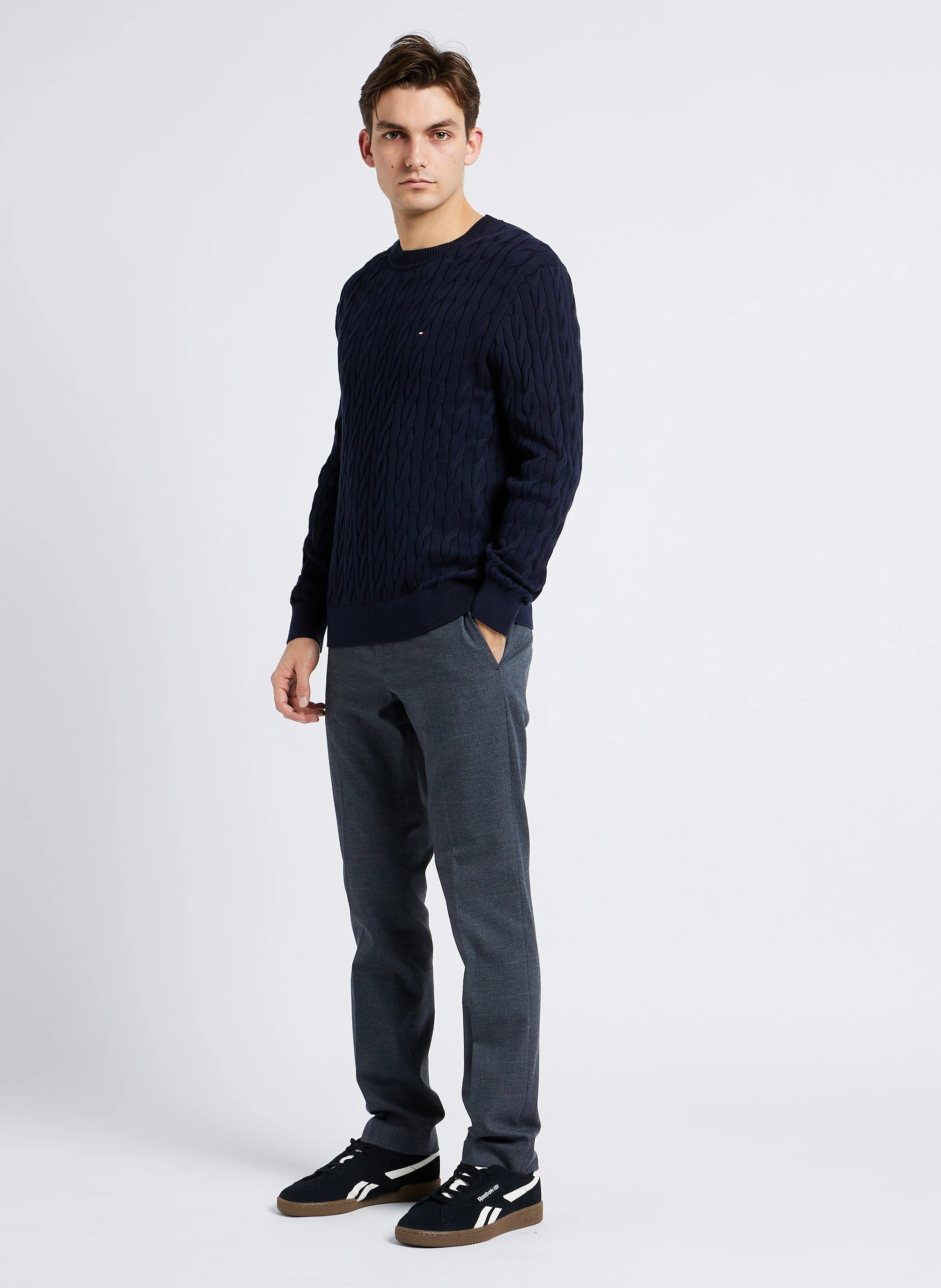 Pantalon de costume droit en coton mélangé | Bleu