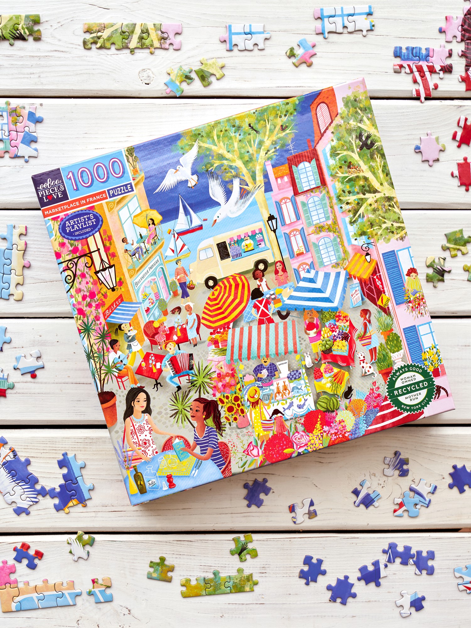 Marketplace in France puslespil 1000 brikker | Papir. 58 x 58 cm. | Multi | Eeboo