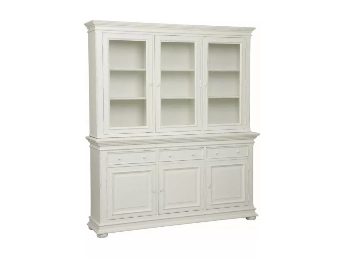 Buffet 3 portes vitrées Bois-MDF Blanc - Harmonie Interior's