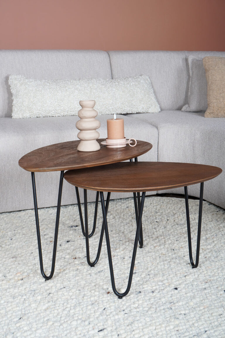 Salontafel Fabio Espresso Mangohout – Set van 2