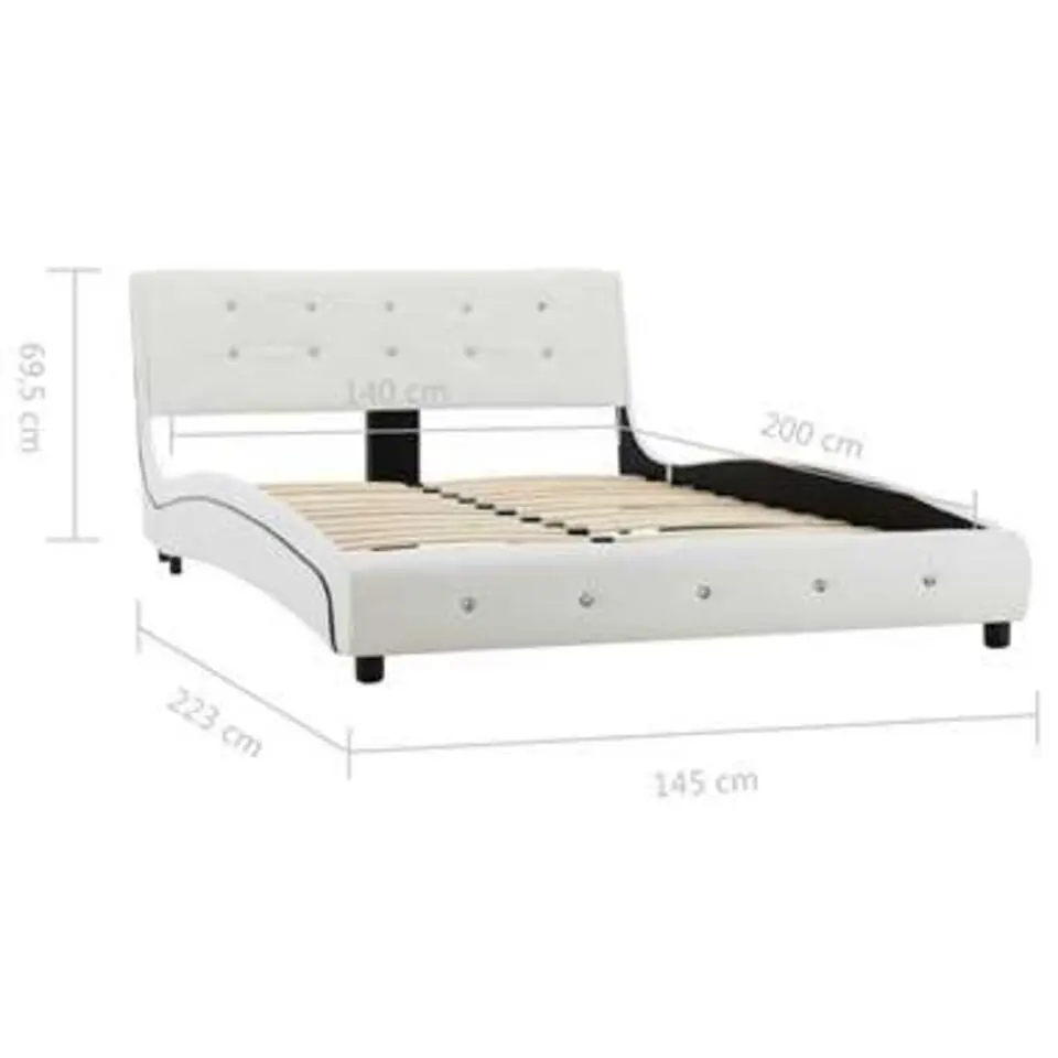 vidaXL - Bed frame - Gebogen zijpanelen - Wit - Kunstleer - 140x200 cm