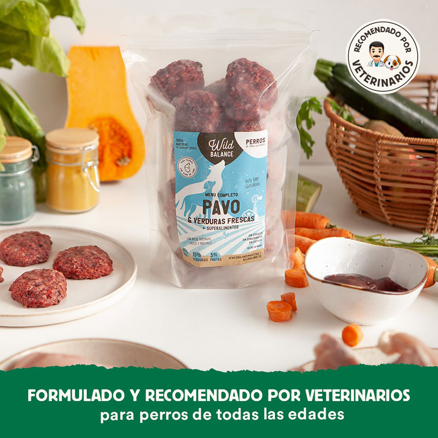 Pacote completo de dieta BARF para cães, sabor peru.