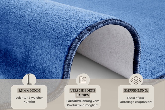 HANSE Home Teppich »Shashi« rund 8,5 mm Höhe Kurzflor, Unifarben, Teppich, Weich, Esszimmer, Kinderzimmer, Flur