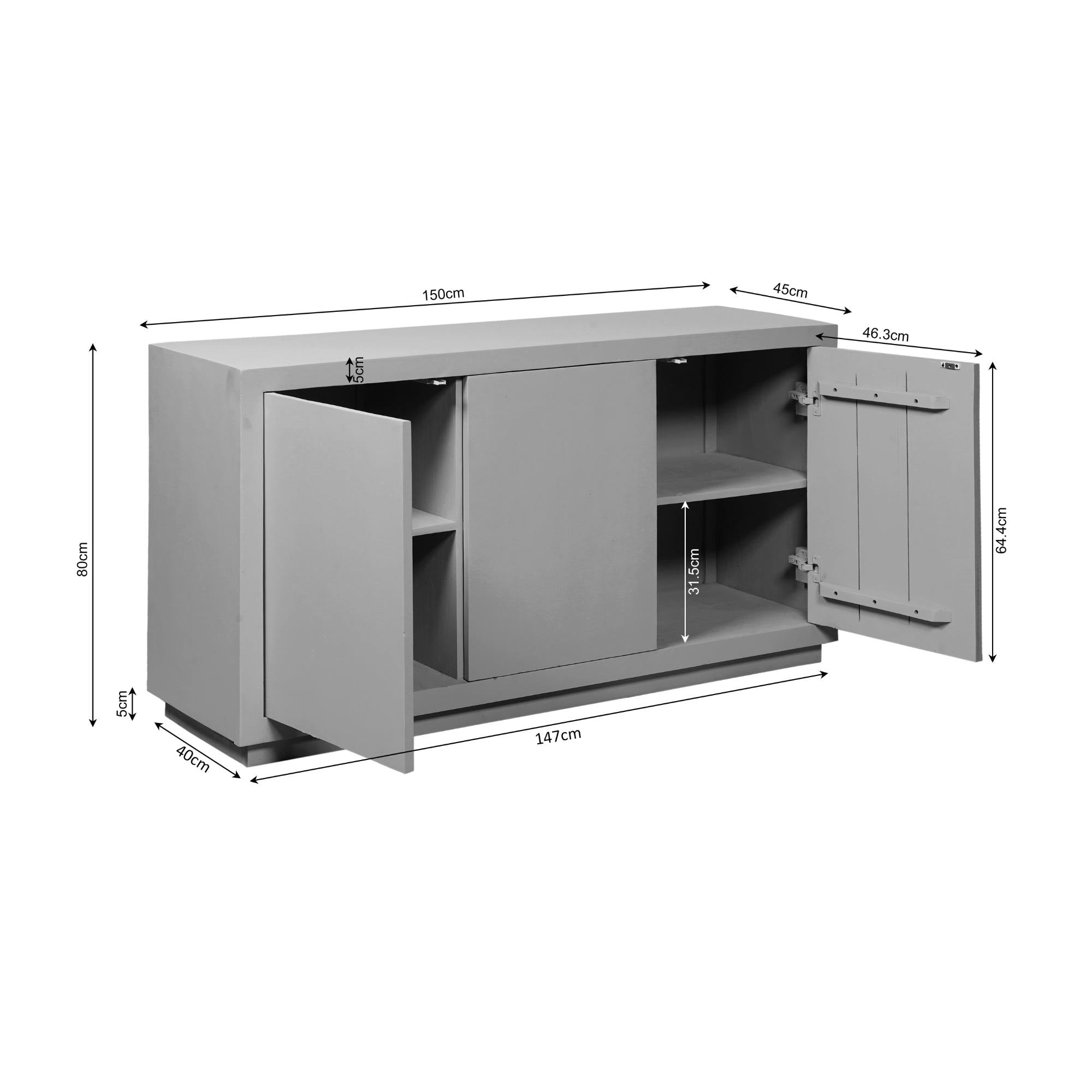 StarFurn - Dressoir Bruin Hout - 150x45x80cm - Brussel