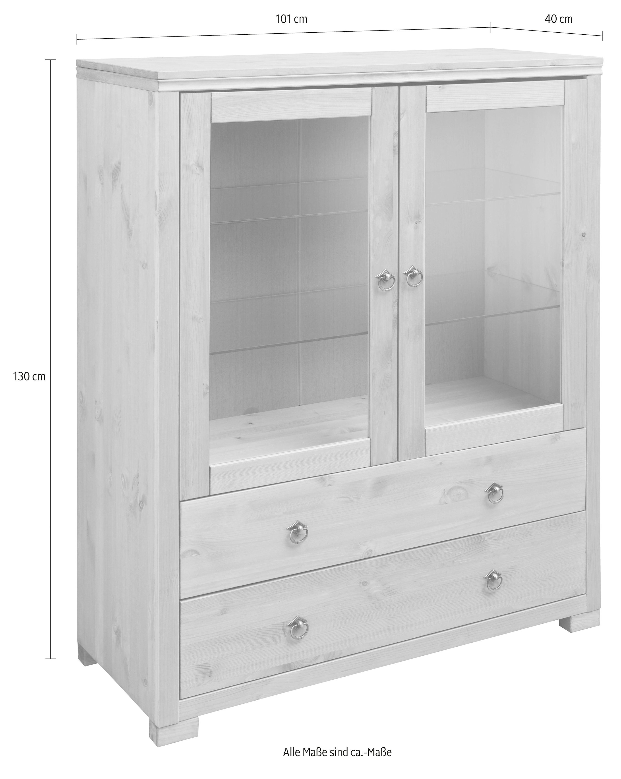 Home affaire Highboard »Gotland« Vitrine, Breite 101 cm, Türen mit Glaseinsätzen, aus massiver Kiefer