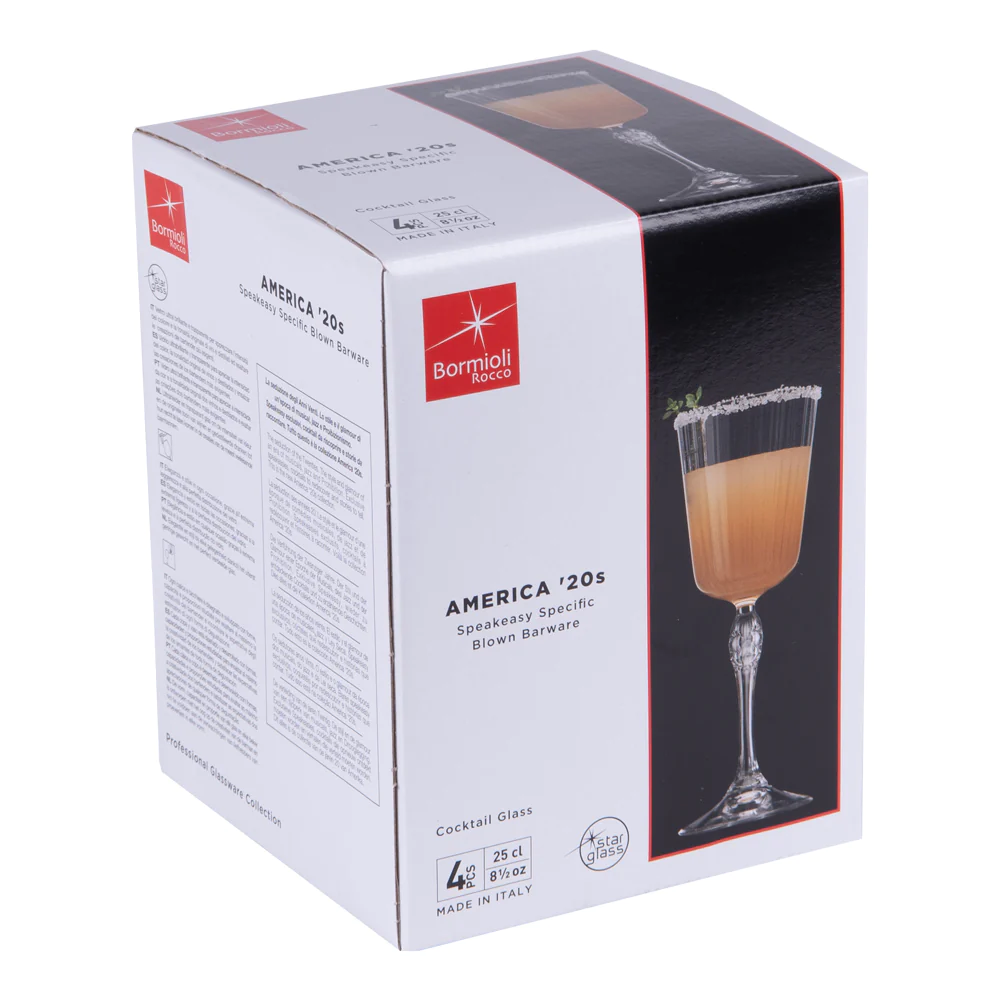 Boite de 4 verres à pied America 25 cl Bormioli Rocco