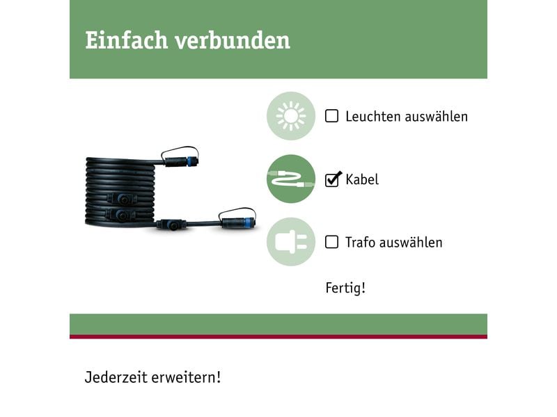 Paulmann Verlängerungskabel Plug & Shine IP68, 5m, Schwarz Verbindungskabel