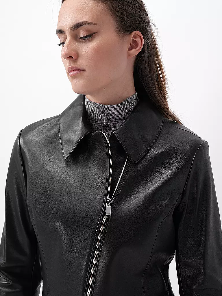 BOSS Lederjacke SASILIA schwarz