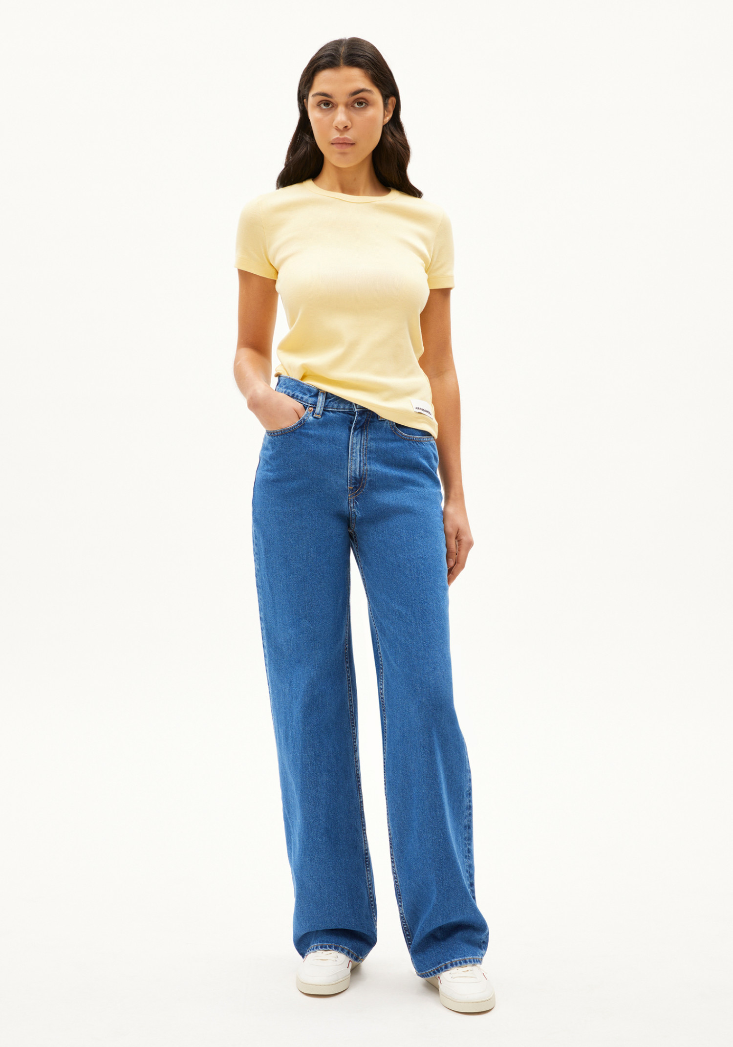 Armedangels Ripp-T-Shirt Kardaa Early Yellow