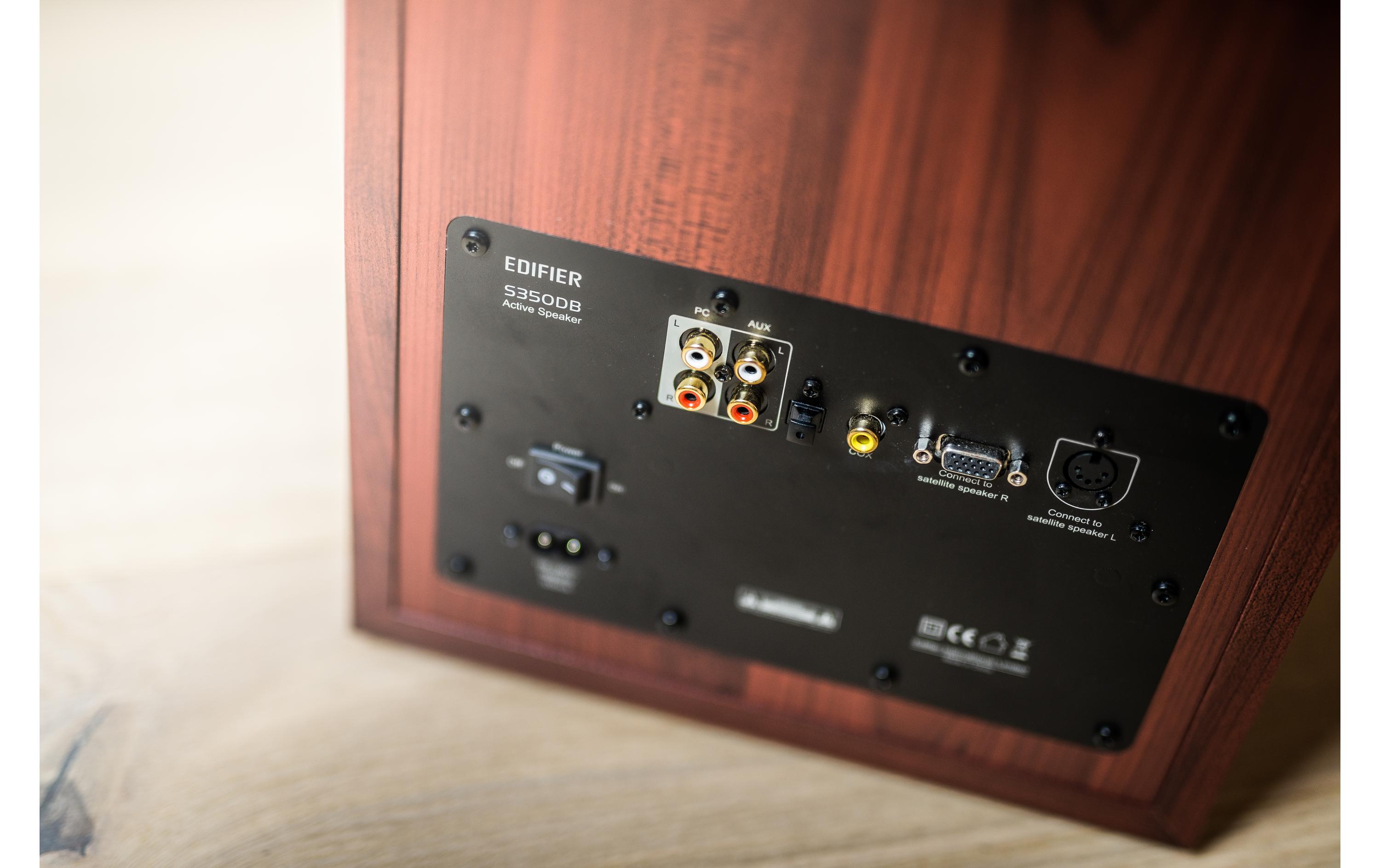 Regallautsprecher Paar S350DB mit Subwoofer Braun<br>Aktive 2.1 Lautsprecher mit Subwoofer und Bluetooth
