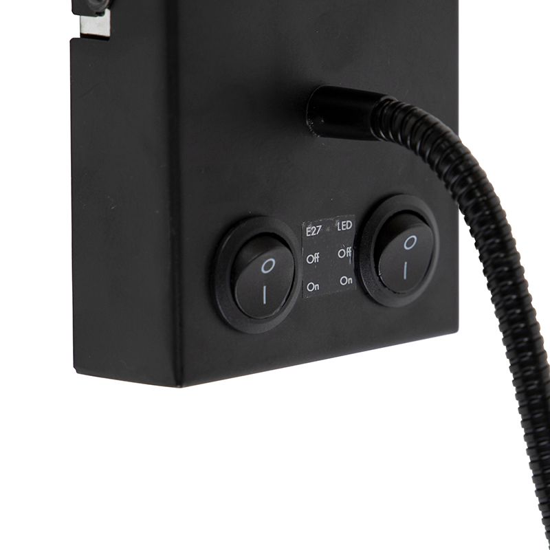 Moderne wandlamp zwart met katoenen kap - Stacca