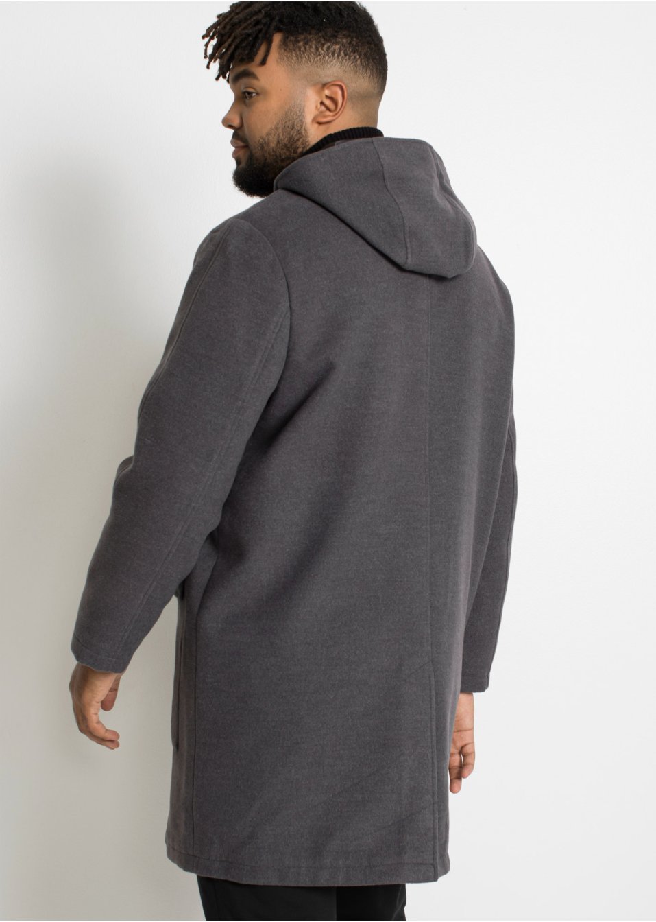 Manteau court en imitation laine avec capuche