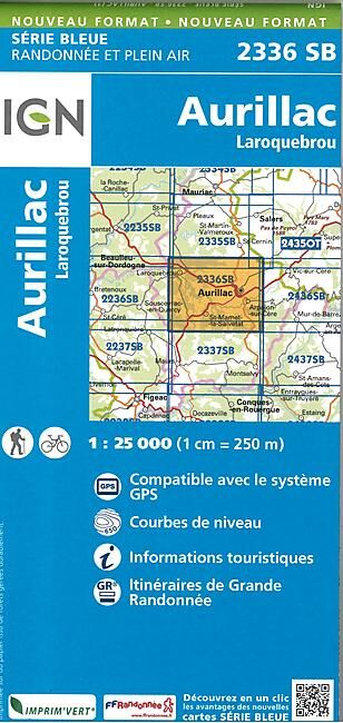 IGN - 2336 SB AURILLAC LAROQUEBROU 1 25 000