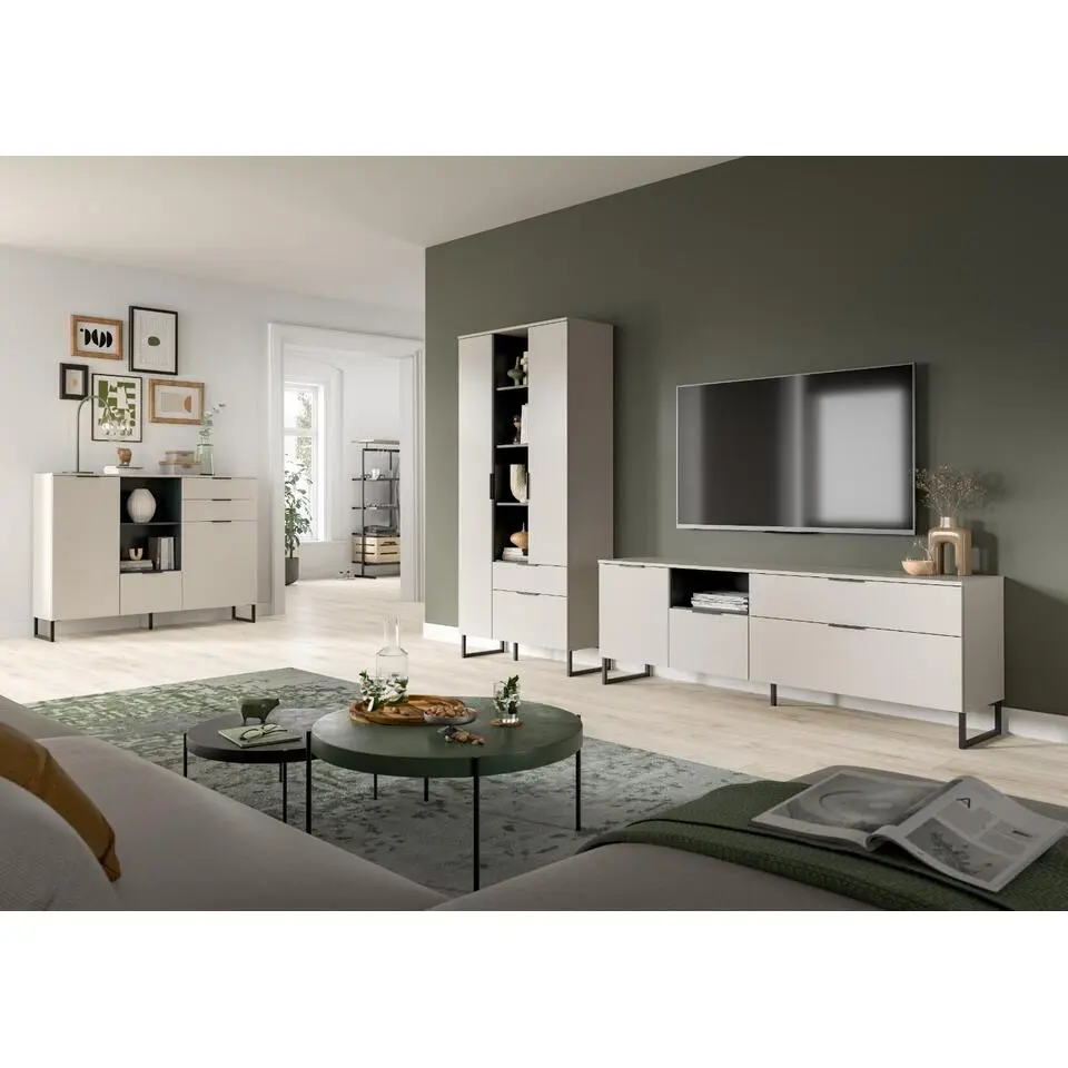 Hioshop Noida dressoir 2 deuren- 1 vouwdeur- 2 lades- 2 planken kasjmier decor
