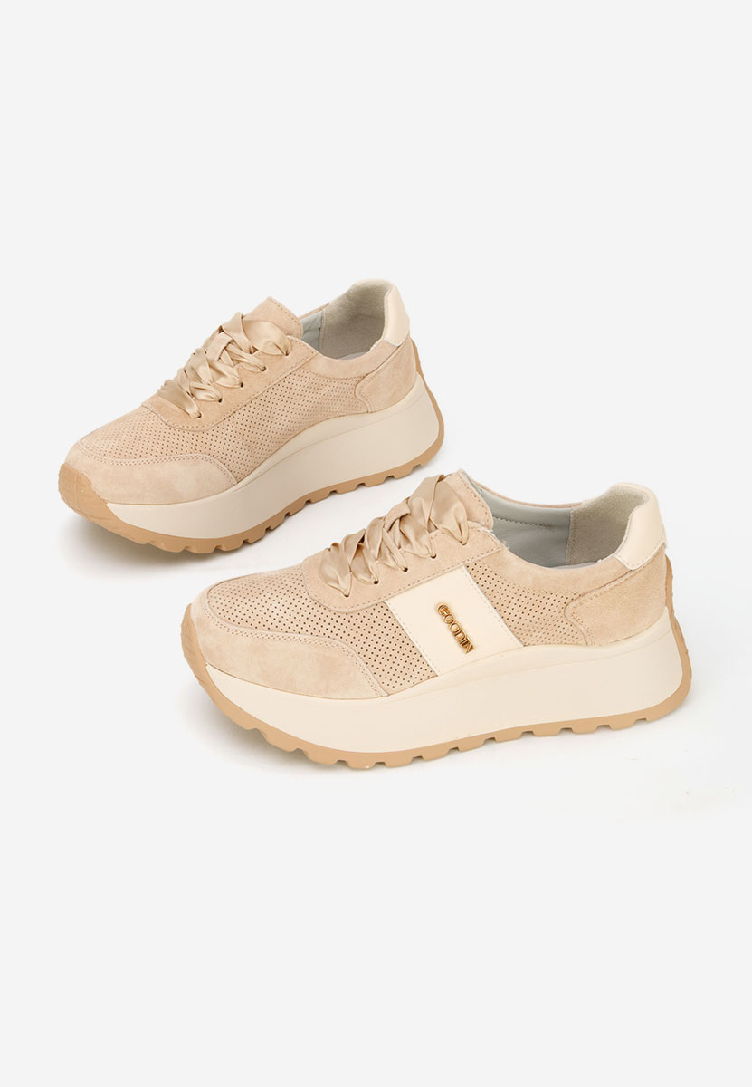 Baskets à plateforme beige Densia