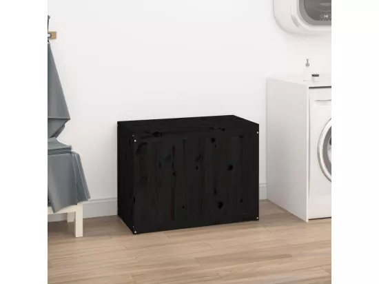 Boîte à linge Noir 88,5x44x66 Bois massif de pin