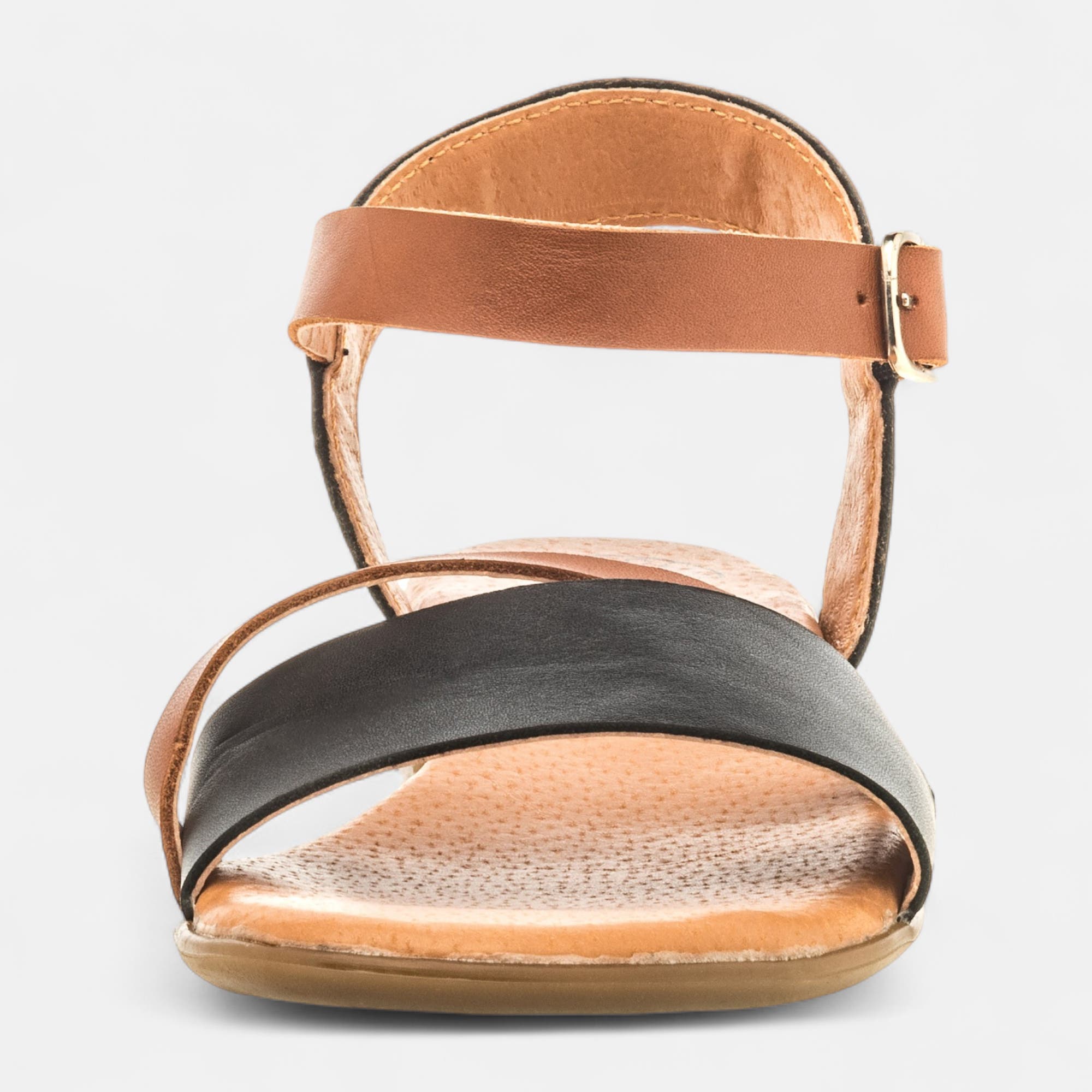 Nu-pieds Femme en cuir noir