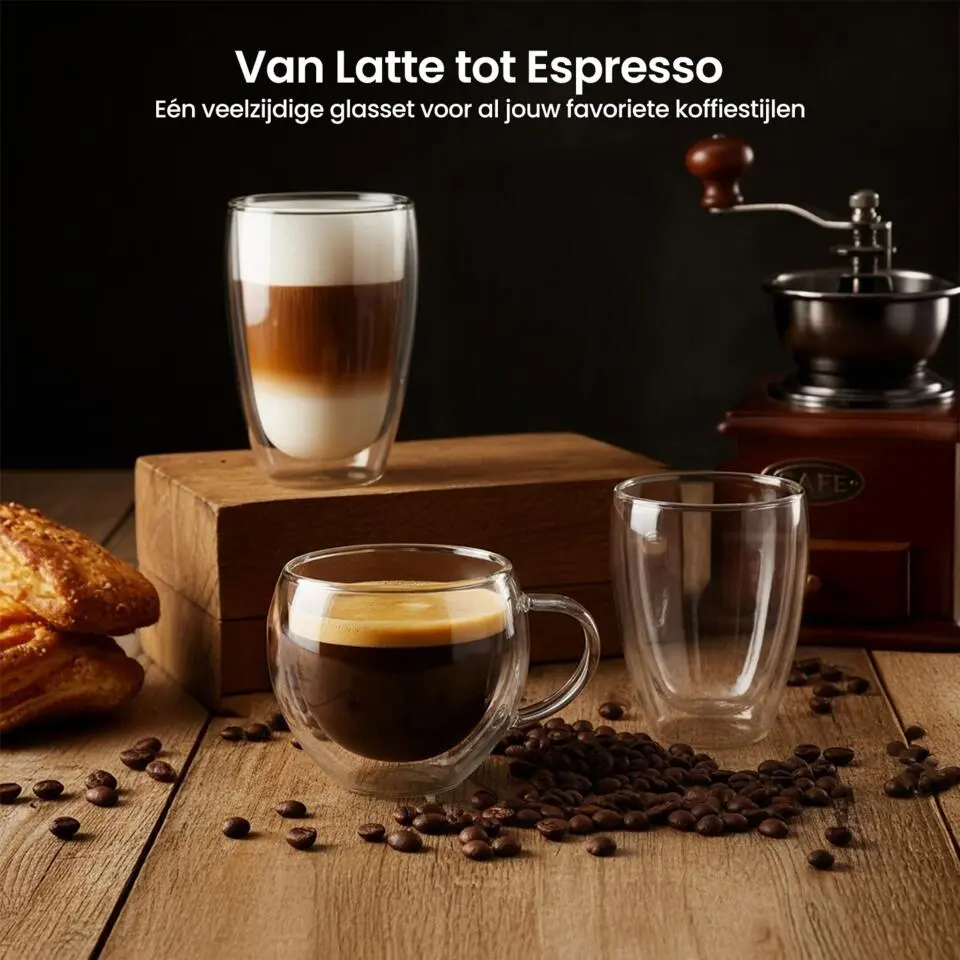 Goliving Dubbelwandige Koffieglazen - Kopjes - Glazen - Set Van 6