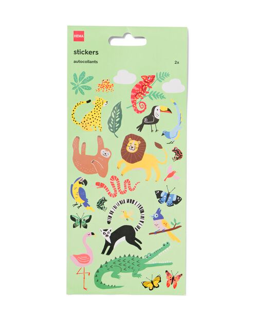 2 feuilles d’autocollants animaux sauvages 19x10