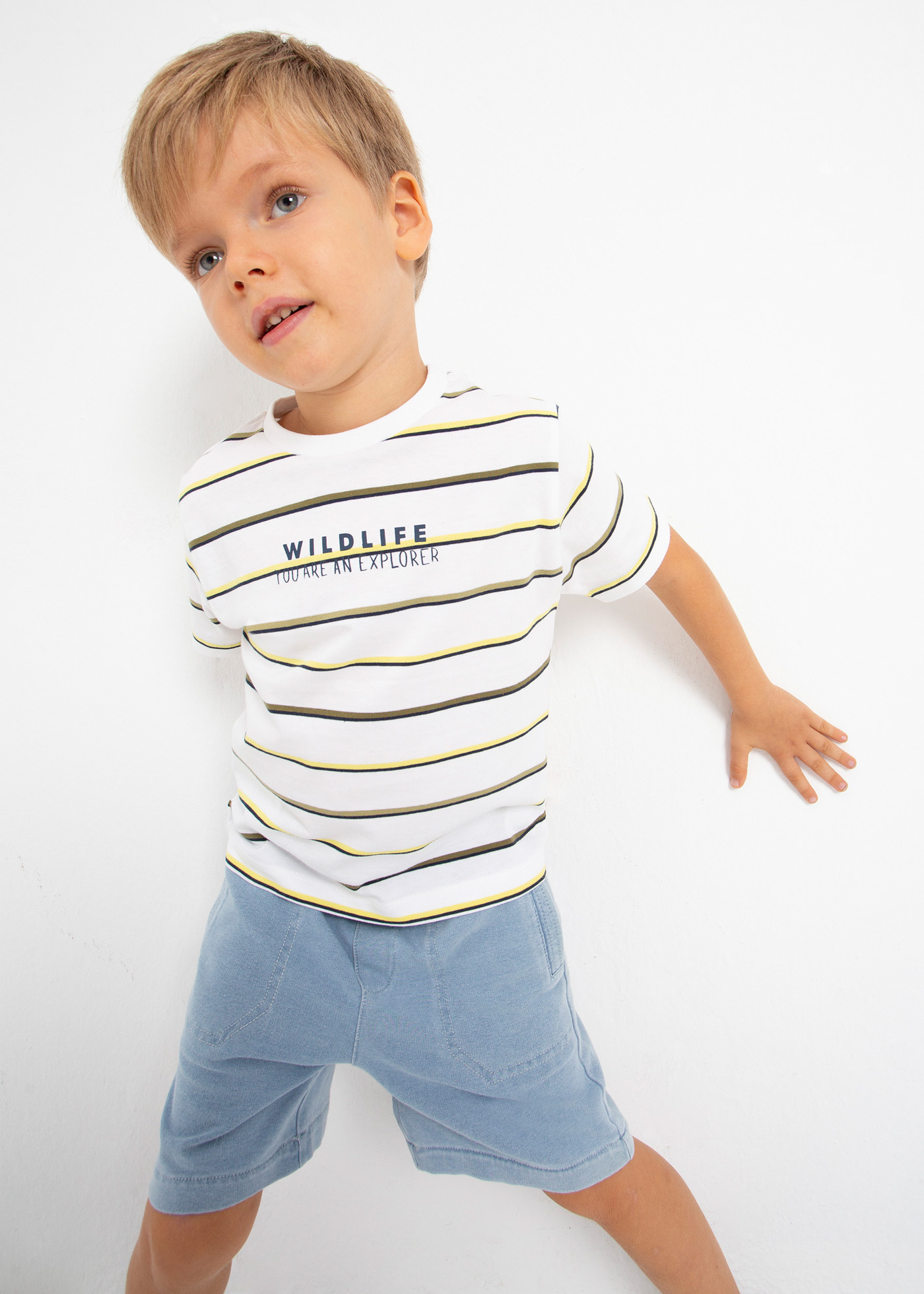 Conjunto de 2 camisetas de manga curta em algodão sustentável para meninos