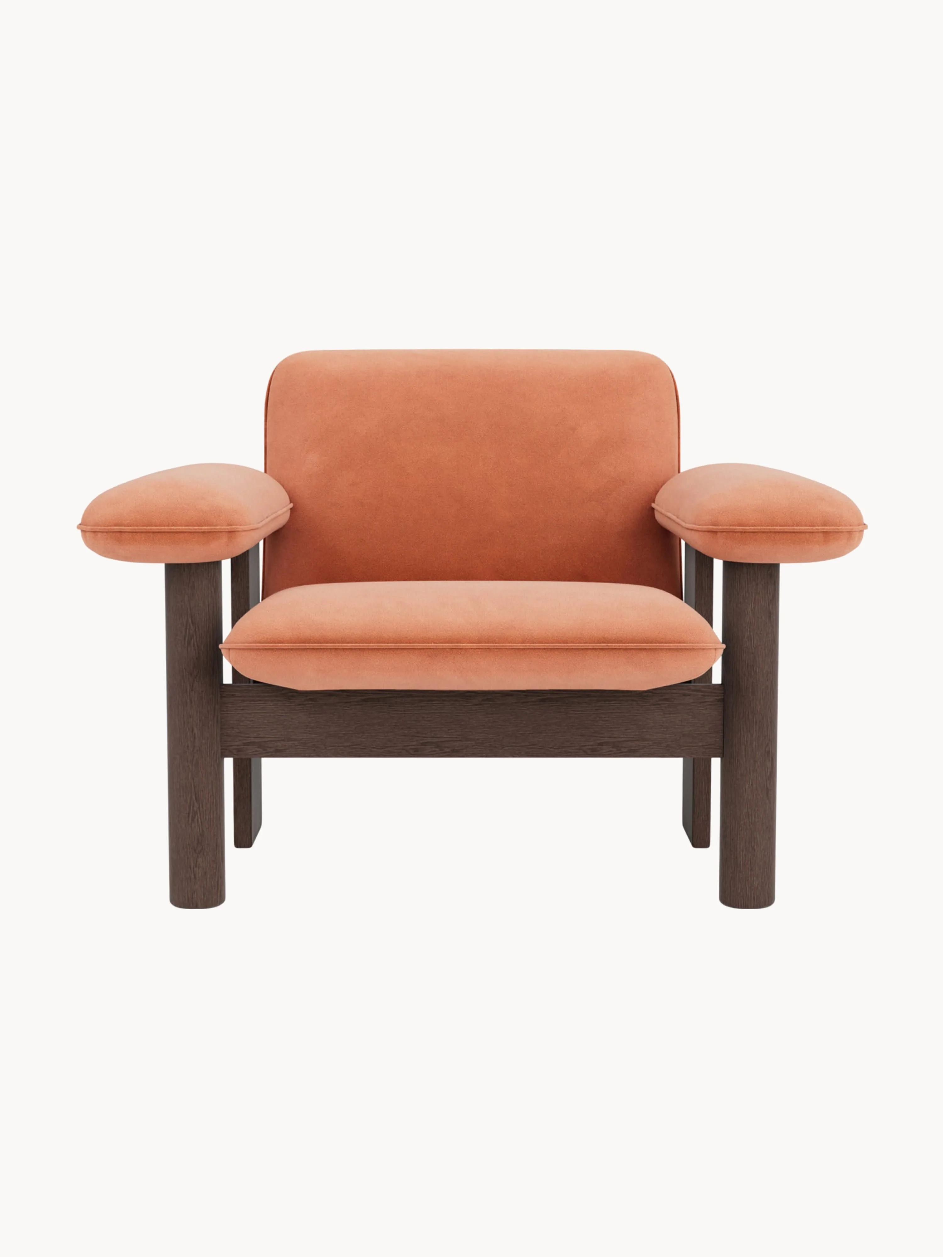 Fluwelen lounge fauteuil Brasilia van eikenhout