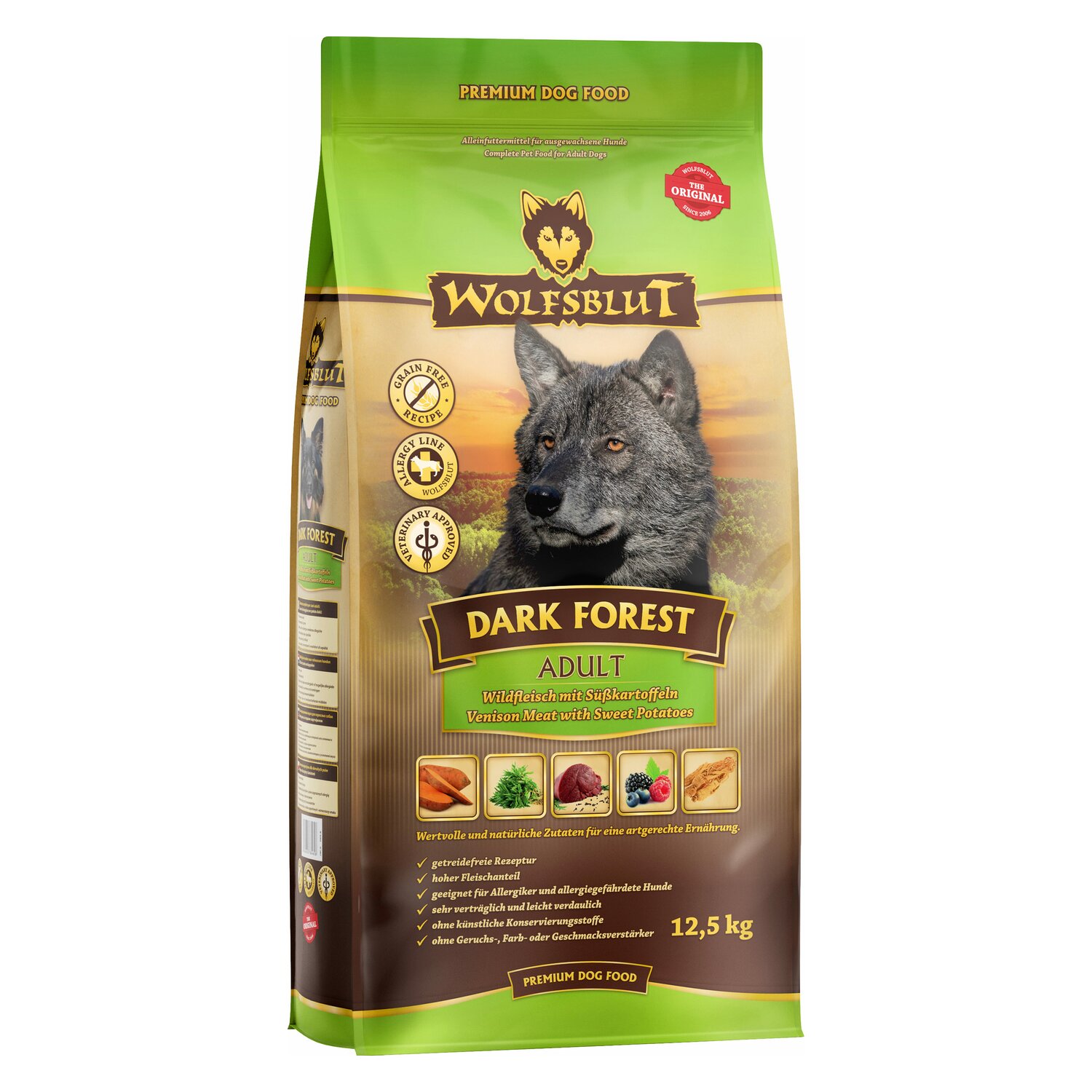 WOLFSBLUT Trockenfutter Adult Dark Forest - 12.5kg - Wild/Süßkartoffel