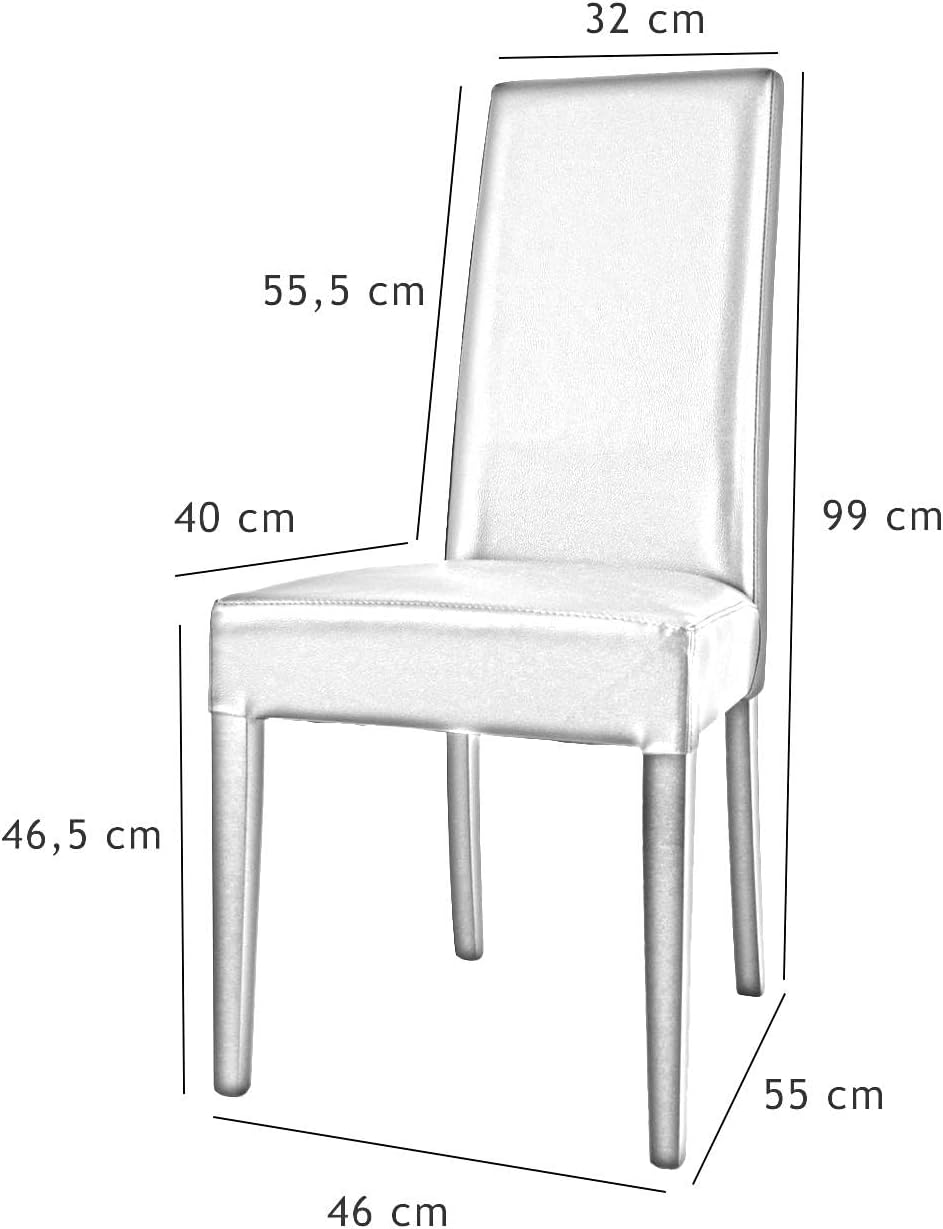 t m c s Tommychairs - 4er Set Moderne Stühle Luisa für Küche und Esszimmer, robuste Struktur aus lackiertem Buchenholz Farbe Dunkelgrau, gepolstert und mit dunkelgrauem Kunstleder bezogen