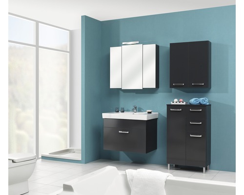 Pelipal Mainz Livorno I spiegelkast, 68 x 20 x 73 cm, antraciet, 3-deurs, IP 44