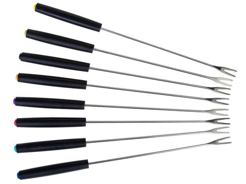 FURBER Fondue-Set Chalet 11 Teile, Schwarz/Silber Für Fondue Chinoise oder Schokoladenfondue