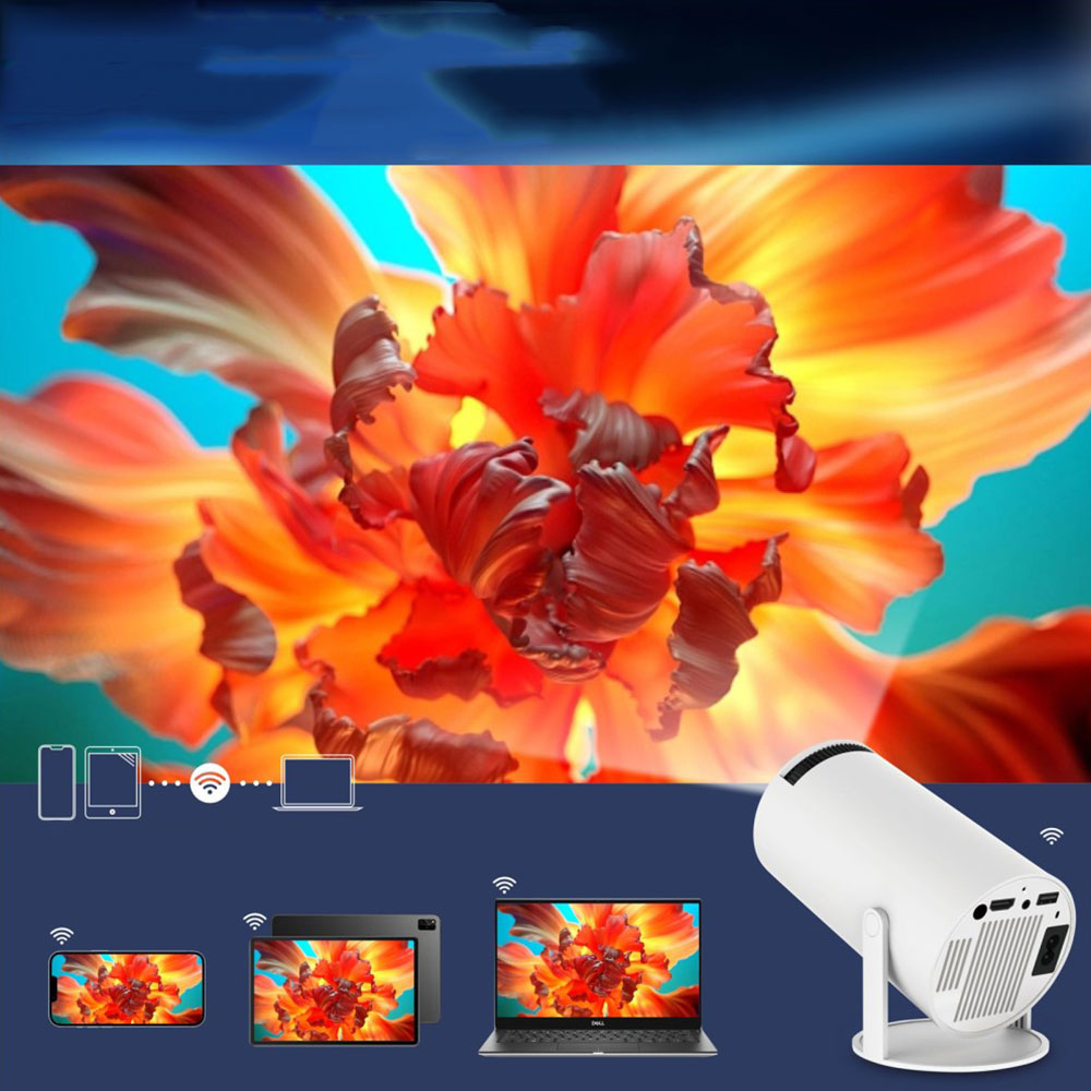 Multimedia LED Projektor Beamer Heimkino (160 ANSI Lumen) 720p HD / HDMI / WiFi (2.4/5GHz) / Android 11.0 mit Screen Mirroring (2024 Version) - Weiss