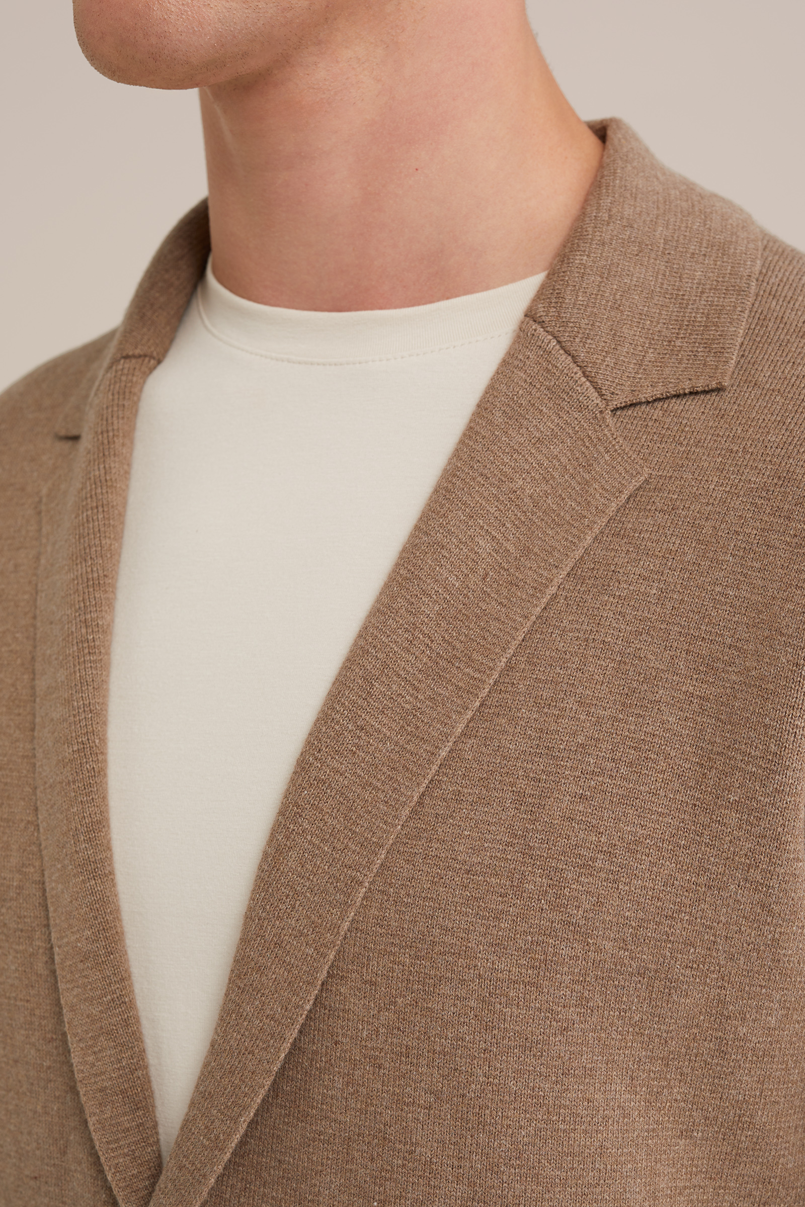 fijngebreide blazer WE Fashion Lichtbruin