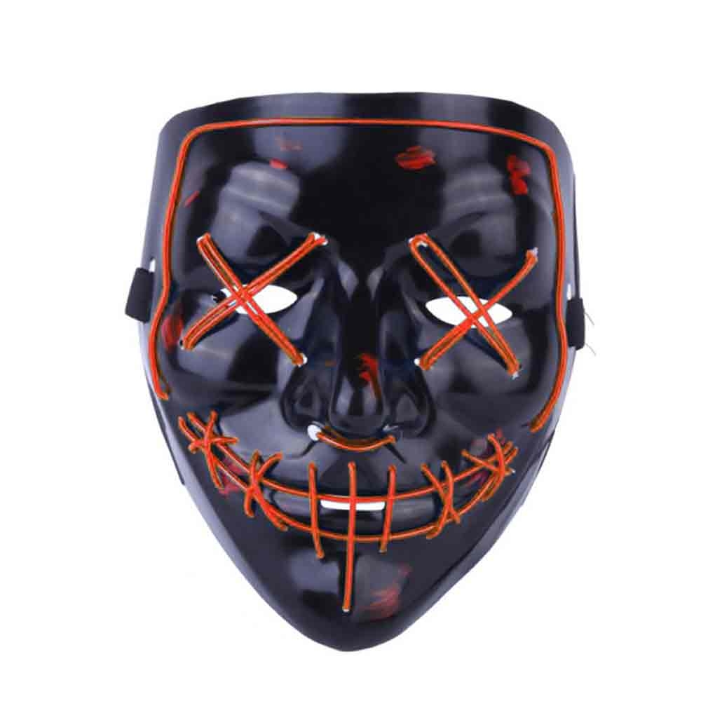 LED Monster Purge Maske Fasnachts Halbmaske Kostüm Zubehör Motto Party Accessoire Halloween Foto Requisite - Rot / Schwarz