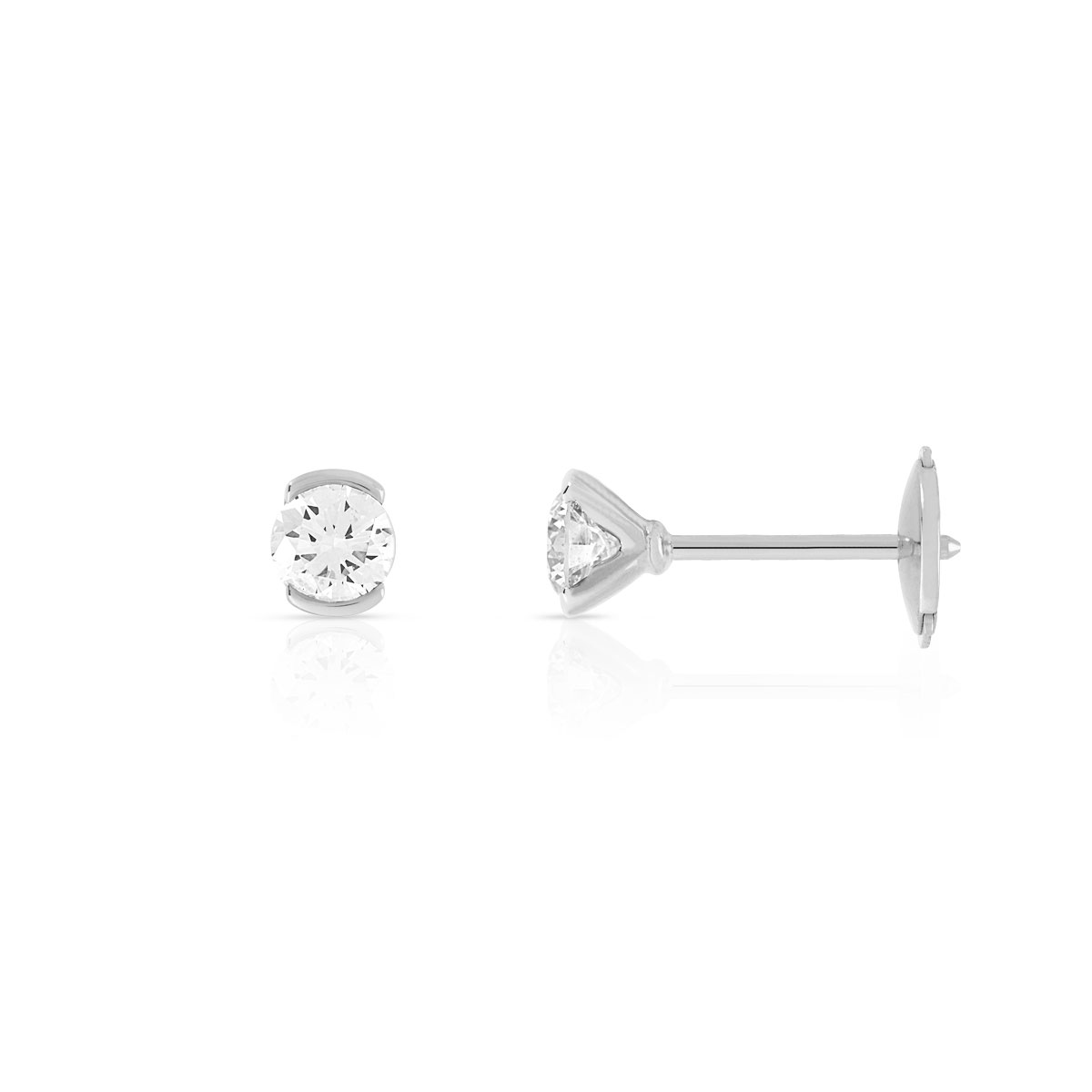 Boucles d'oreilles or blanc 750 diamant synthétique 0.40 carat