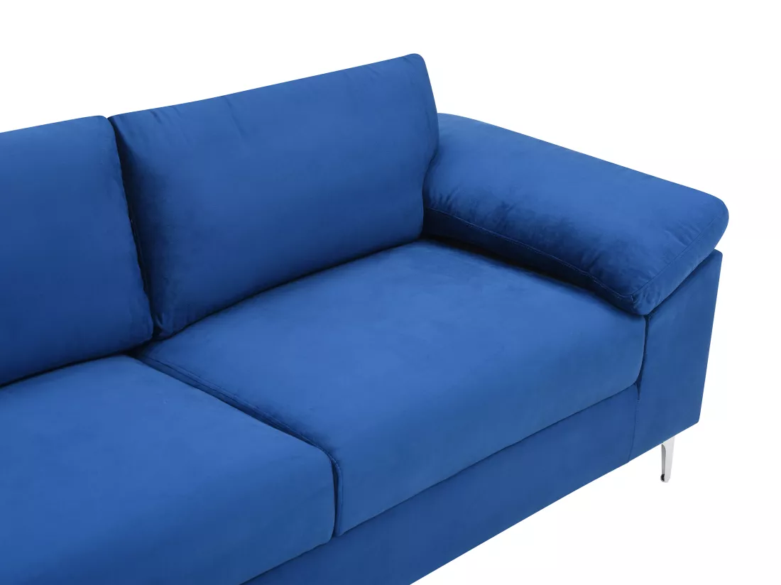 Canapé d'angle gauche en velours bleu FIDOGA