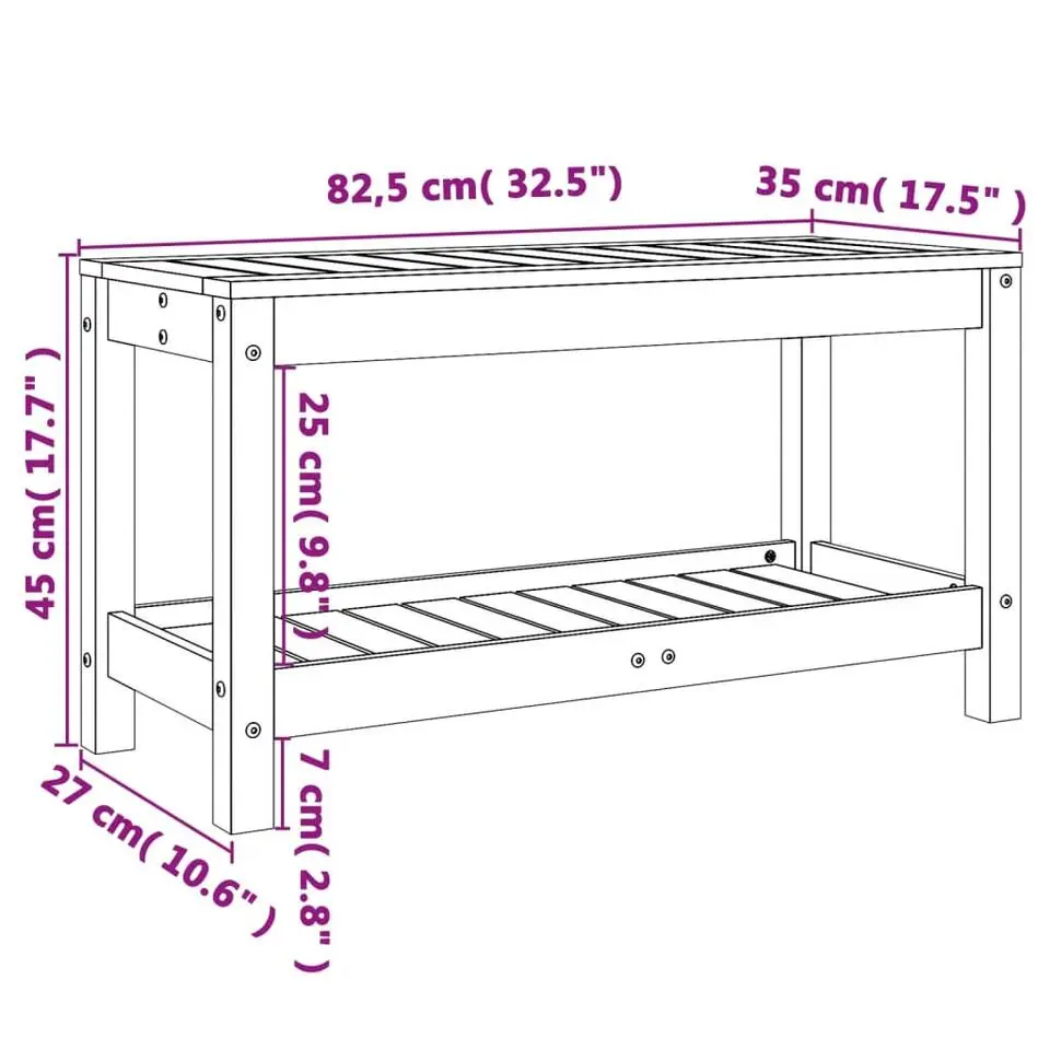 vidaXL - Tuinbank - Zwart - Grenenhout - 82.5 x 35 x 45 cm