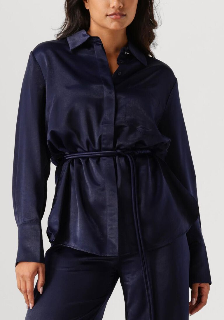 donkerblauwe dante6 blouses joni belted oversized shirt