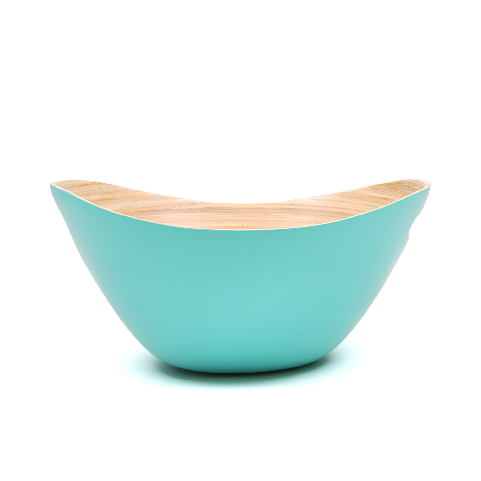 Bambusschale 'Wave' L, türkis, B 30 cm, L 26 cm, H 15 cm von fischer's lagerhaus