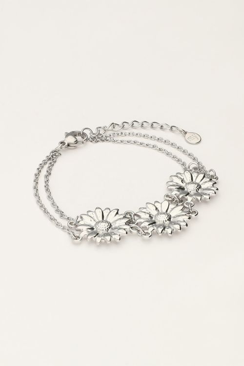 Dubbele armband met drie bloemen