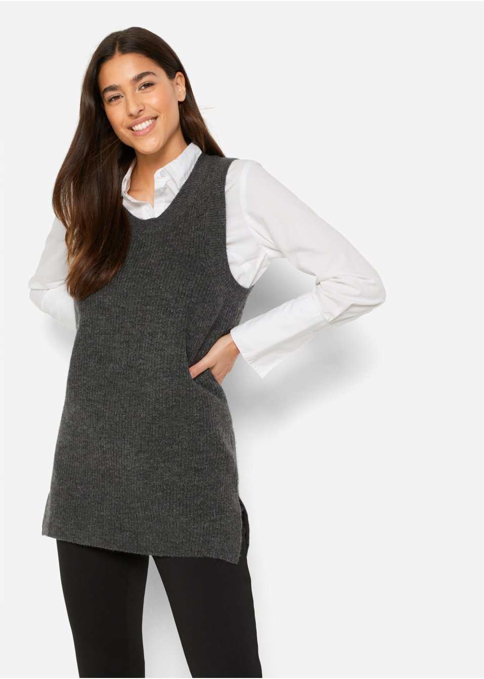 Pull sans manches avec fentes latérales