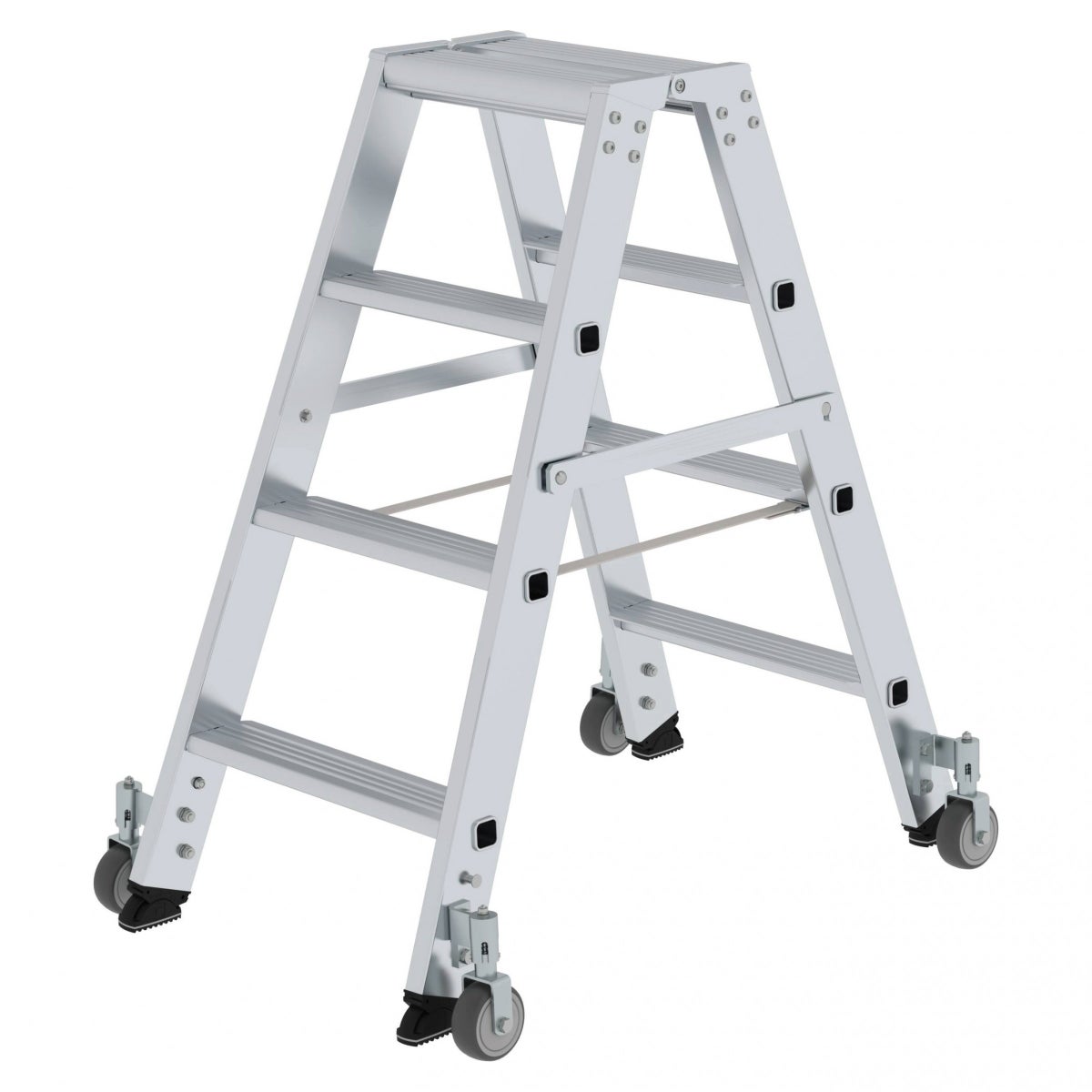 MUNK dubbelzijdige trap met wielen, 2x4 treden