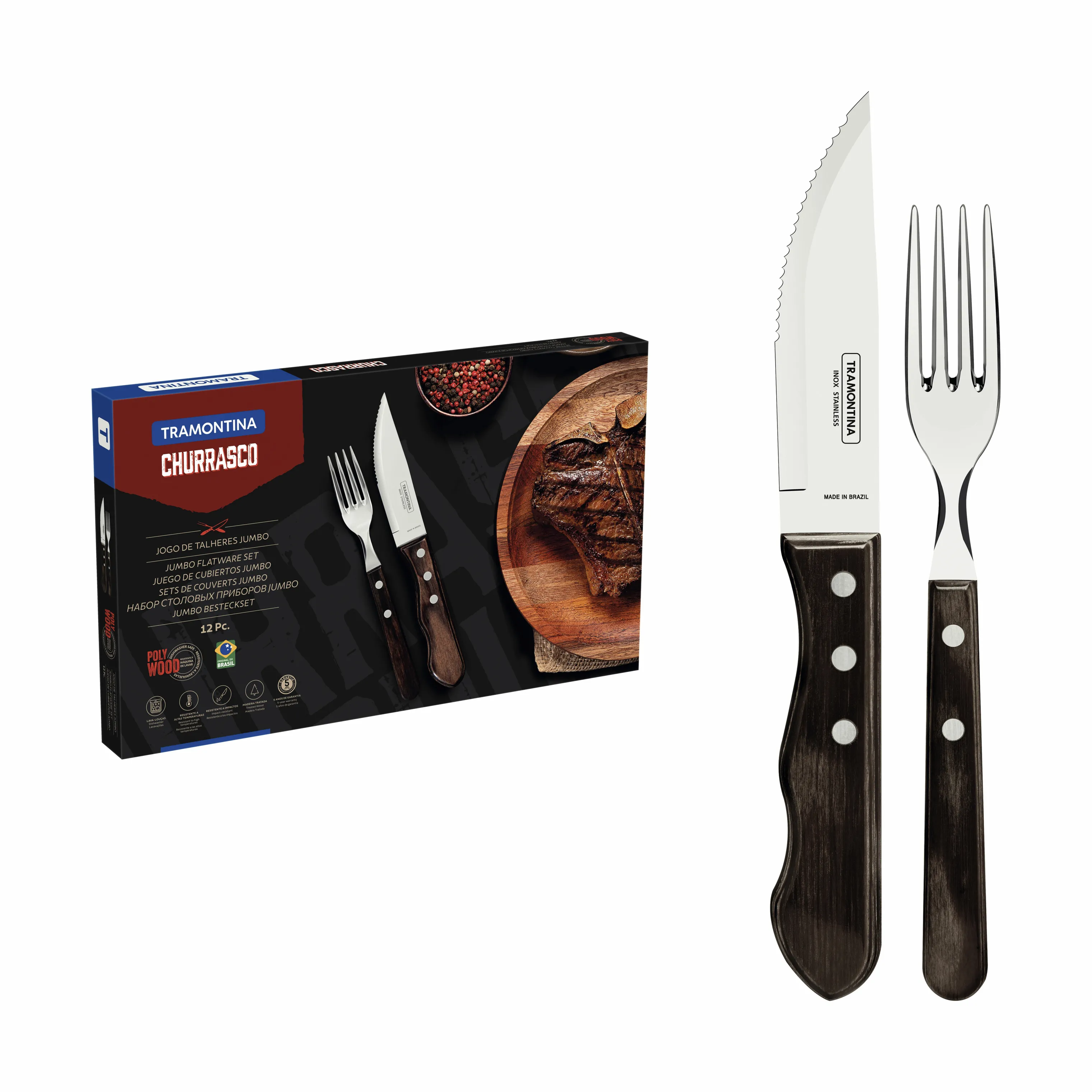 Tramontina Jumbo Steak Bestiksæt - 12 dele