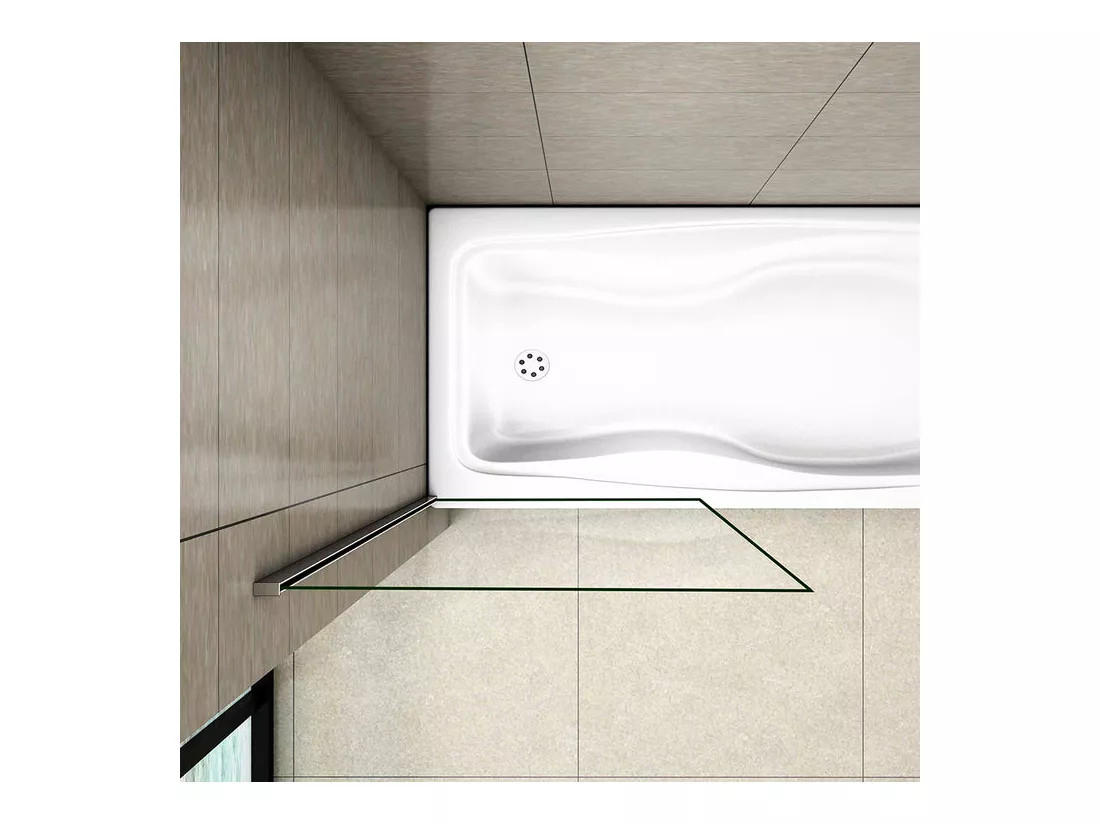 Pare-baignoire fixé 70x130cm, paroi de baignoire, écran de douche en verre 5mm anticalcaire
