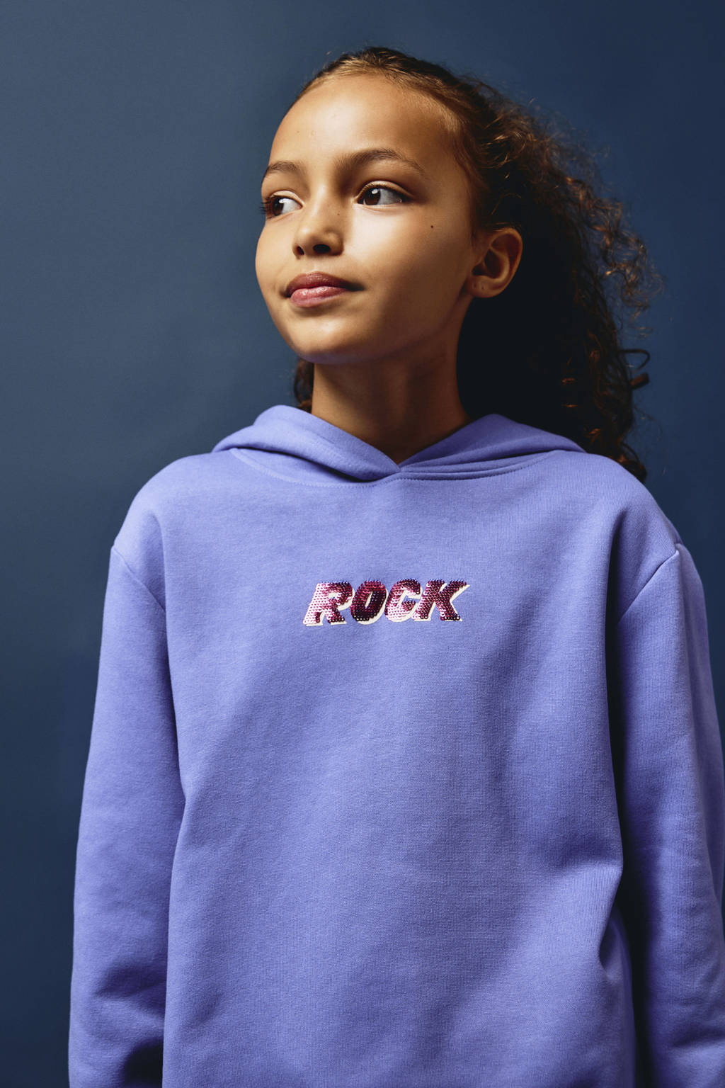 NAME IT hoodie NKFOLANJA met printopdruk en pailletten blauw