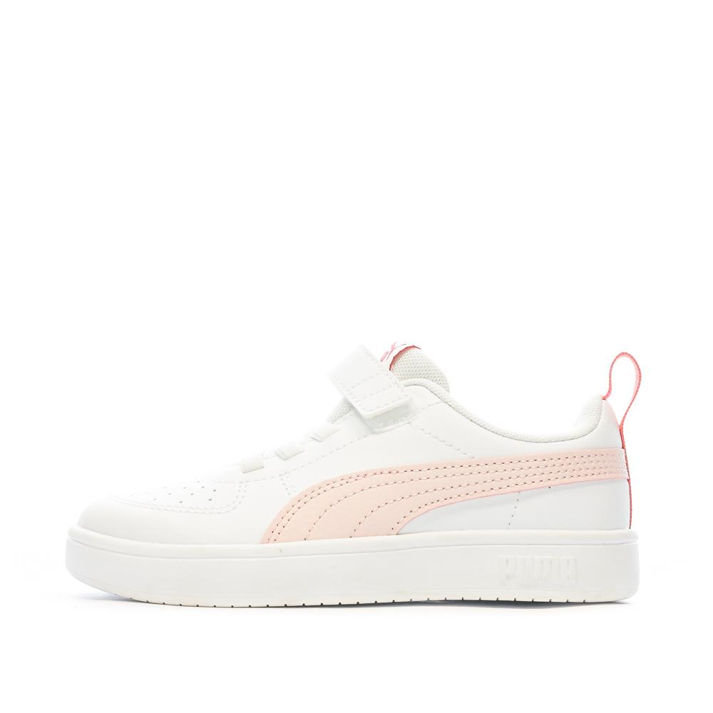 Puma Baskets Blanches/Rose Fille Puma Rickie