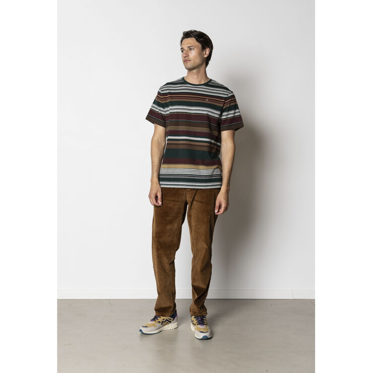 Clean Cut Copenhagen Scott jacquard T-shirt Deep green/dark plum stripe