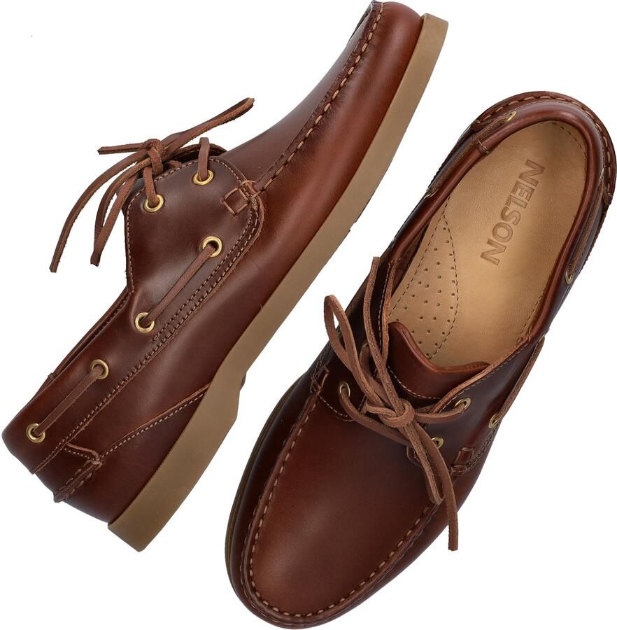 Nelson leren bootschoenen cognac
