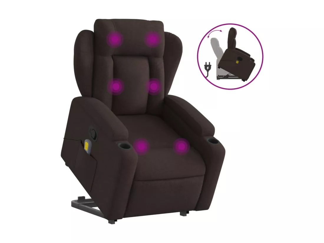 Fauteuil inclinable massant Marron foncé Tissu